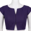 Designer Cotton Front Open Jacket-Style Saree Blouse | Padded Readymade Crop Top - Image 6