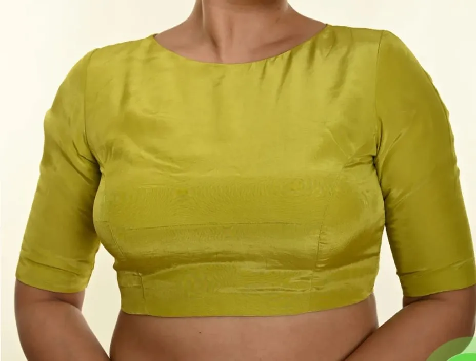 Designer Lime Green Open-Back Blouse for Saree | Premium Festive Ready-made Blouse
