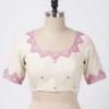 Designer Mirror Work Cotton Blouse – Elegant Scoop Neck Ethnic Wear for Sarees