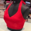 Designer Red Halter Neck Saree Blouse – Elegant Ready-to-Wear Backless Blouse - Image 2