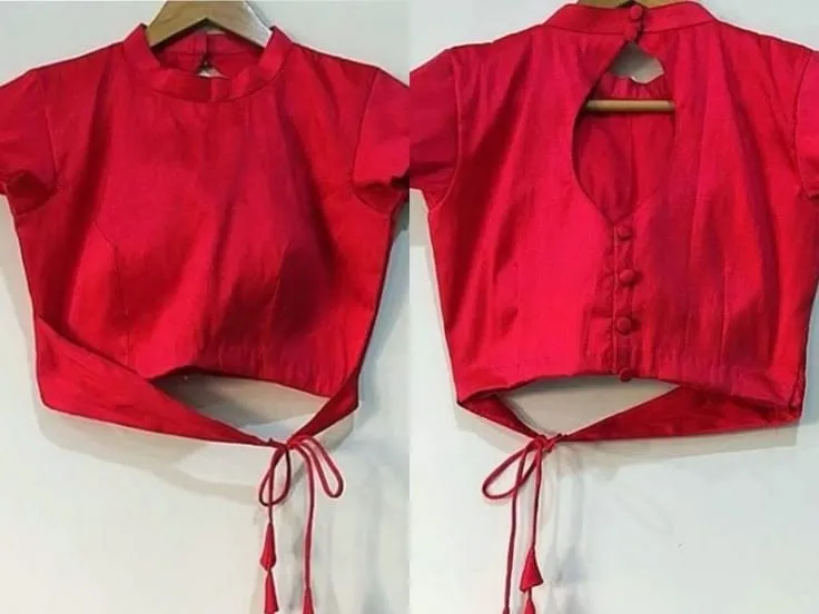 Designer Red Silk Blouse for Saree | Ready-to-Wear Party Ethnic Top