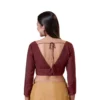 Designer Solid Color Silk Saree Blouse | Full-Sleeve Party Wear Ethnic Top - Image 2