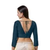 Designer Solid Color Silk Saree Blouse | Full-Sleeve Party Wear Ethnic Top - Image 3