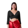Designer Solid Color Silk Saree Blouse | Full-Sleeve Party Wear Ethnic Top - Image 7