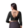Designer Solid Color Silk Saree Blouse | Full-Sleeve Party Wear Ethnic Top - Image 8