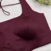 Designer Square Neck Padded Maroon Blouse - Stylish Back Tie-Up Blouse for Saree/Lehenga