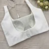 Designer White Silk Saree Blouse - Sleeveless Ethnic Top with Back Tie Detail - Image 2