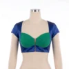 Dual-Tone Velvet Corset Saree Blouse with Pleated Bust & Front Zip | Designer Top - Image 10
