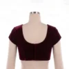 Dual-Tone Velvet Corset Saree Blouse with Pleated Bust & Front Zip | Designer Top - Image 6