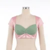 Dual-Tone Velvet Corset Saree Blouse with Pleated Bust & Front Zip | Designer Top - Image 8