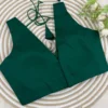 Elegant Emerald Green Sleeveless Blouse with Dori Tie-Back – Ready-to-Wear Silk Saree Blouse - Image 2