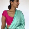 Elegant Pink Silk Saree Blouse with Trendy Back Bow Tie