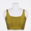 Elegant Sleeveless Olive Silk Blouse for Sarees | Simple Party Wear - Image 5