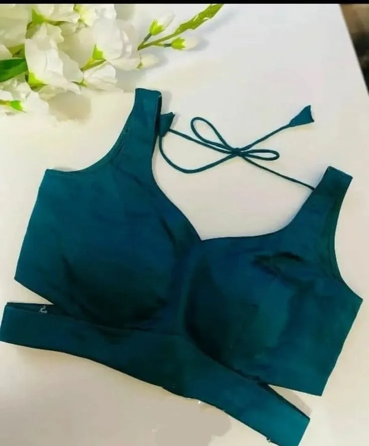 Elegant Teal Green Ethnic Crop Top | Modern Cut-Out Designer Blouse
