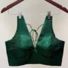 Emerald Green Raw Silk Halter Neck Blouse – Premium Readymade Saree Blouse