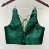 Emerald Green Raw Silk Halter Neck Blouse – Premium Readymade Saree Blouse - Image 2