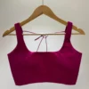 Fuchsia Pink Raw Silk Sleeveless Blouse – Premium Readymade Scoop Neck Saree Blouse
