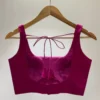 Fuchsia Pink Raw Silk Sleeveless Blouse – Premium Readymade Scoop Neck Saree Blouse - Image 2