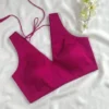 Fuchsia Pink Raw Silk V-Neck Sleeveless Blouse – Premium Readymade Saree Blouse