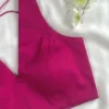 Fuchsia Pink Raw Silk V-Neck Sleeveless Blouse – Premium Readymade Saree Blouse - Image 2