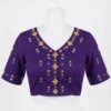 Handcrafted Purple Kutch Work Saree Blouse | Premium Cotton Traditional Embroidery - Image 3