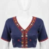 Kutch Work Saree Blouse | Handcrafted Cotton Ethnic Blouse with Mirror Work - Image 2