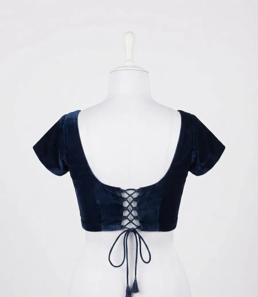 Luxury Maroon Velvet Blouse | Lace-Up Back Design | Traditional Wedding & Festive Wear