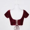 Luxury Maroon Velvet Blouse | Lace-Up Back Design | Traditional Wedding & Festive Wear - Image 2