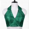 Magenta Silk Halter Neck Blouse | Designer Sleeveless Saree Blouse for Parties - Image 5