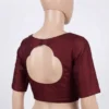 Maroon Readymade Saree Blouse for Women, Short Sleeve Designer Blouse with Front Buttons and Fancy Back Keyhole Cutout