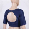 Maroon Readymade Saree Blouse for Women, Short Sleeve Designer Blouse with Front Buttons and Fancy Back Keyhole Cutout - Image 3