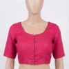 Maroon Readymade Saree Blouse for Women, Short Sleeve Designer Blouse with Front Buttons and Fancy Back Keyhole Cutout - Image 6