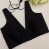 Minimalist Black Deep V-Neck Blouse - Contemporary Ethnic Saree Top