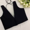 Minimalist Black Deep V-Neck Blouse - Contemporary Ethnic Saree Top - Image 2