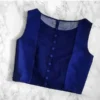 Minimalist Sleeveless Blouse with Buttons | Modern Ethnic Crop Top for Saree - Image 2