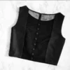 Minimalist Sleeveless Blouse with Buttons | Modern Ethnic Crop Top for Saree - Image 3