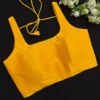 Mustard Yellow Raw Silk Sleeveless Blouse – Premium Readymade Saree Blouse