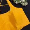 Mustard Yellow Raw Silk Sleeveless Blouse – Premium Readymade Saree Blouse - Image 2