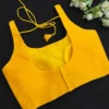 Mustard Yellow Raw Silk Sleeveless Blouse – Premium Readymade Saree Blouse - Image 3