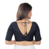 Navy Blue V-Neck Saree Blouse | Readymade Back Tie-Up Choli - Image 2