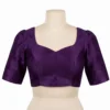 Plain Raw Silk Blouse for Sarees - Minimalist Round Neck Design - Image 4