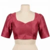 Plain Raw Silk Blouse for Sarees - Minimalist Round Neck Design - Image 5