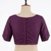 Plain Raw Silk Saree Blouse | Boat Neck Readymade Blouse with Back Potli Buttons & Elbow Sleeves - Image 4