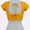 Plain Raw Silk Sweetheart Neck Blouse with Deep Back & Dori Tassels - Image 2