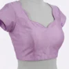 Plain Raw Silk Sweetheart Neck Blouse with Deep Back & Dori Tassels - Image 3