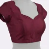 Plain Raw Silk Sweetheart Neck Blouse with Deep Back & Dori Tassels - Image 4