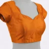 Plain Raw Silk Sweetheart Neck Blouse with Deep Back & Dori Tassels - Image 5