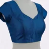 Plain Raw Silk Sweetheart Neck Blouse with Deep Back & Dori Tassels - Image 6