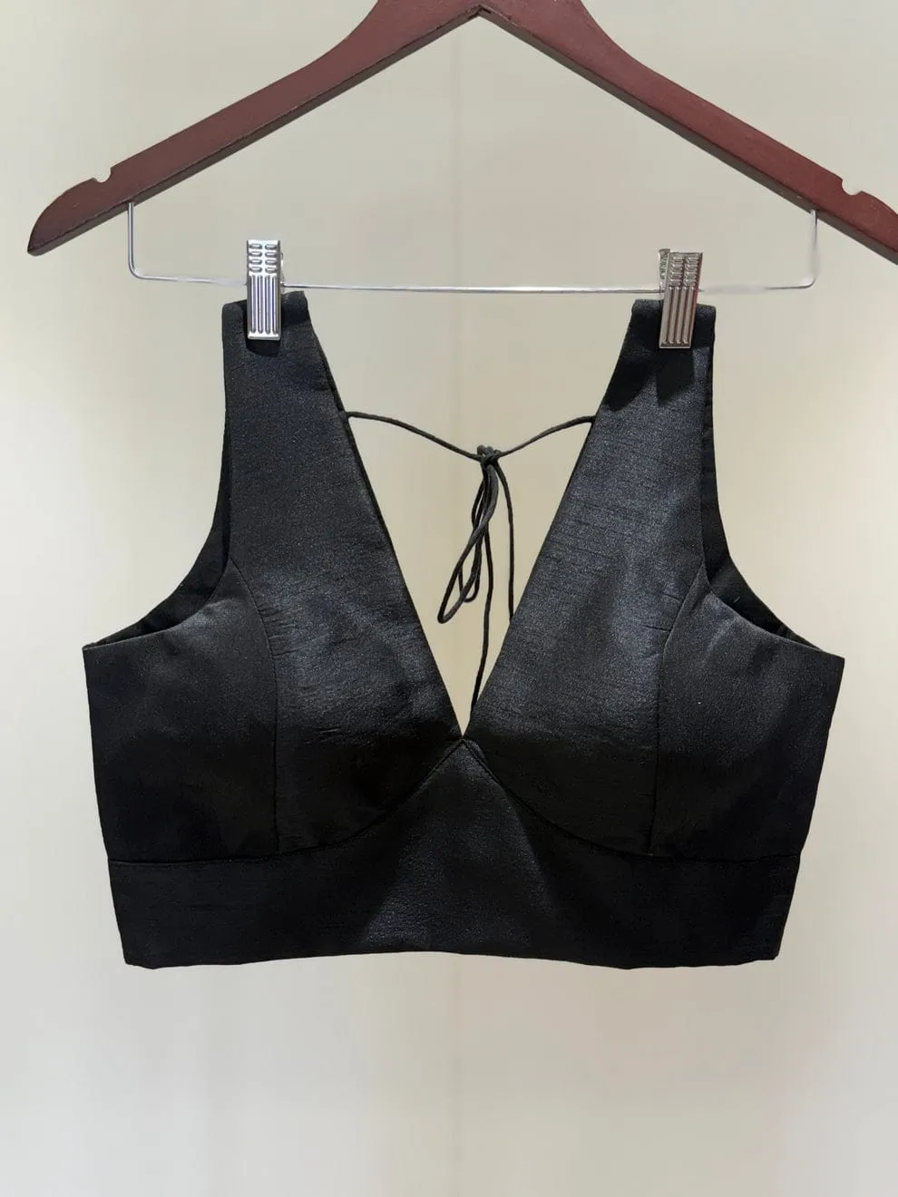 Premium Black Deep V-Neck Sleeveless Blouse - Ready-to-Wear Ethnic Party Wear