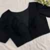 Premium Black Short Sleeve Saree Blouse - Elegant Ethnic Party Wear